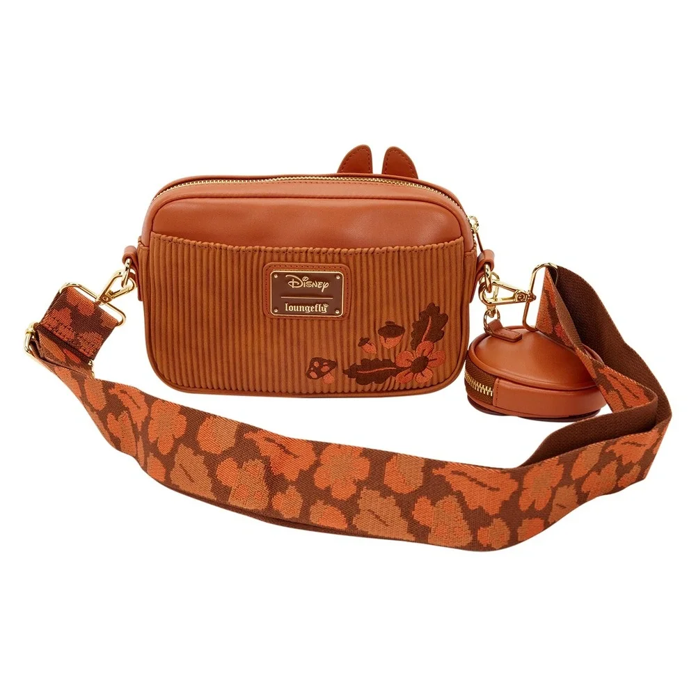 Loungefly Disney Chip n Dale Acorn Crossbody Bag Corduroy Brown WDTB3505 NEW
